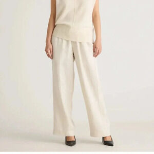Quince Wide-Leg Linen Blend Pants in Cream